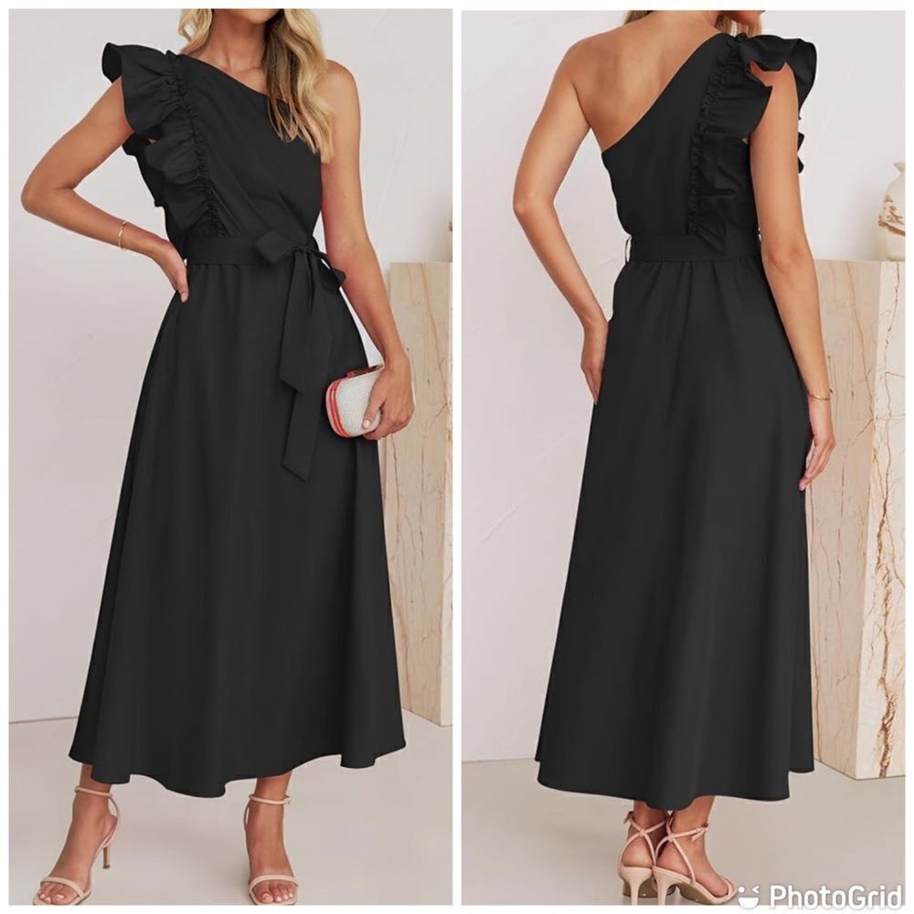 NWT ZESICA ONE SHOULDER EMPIRE WAIST RUFFLE MAXI DRESS